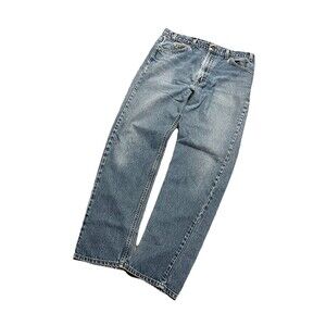 Vintage 90s Distressed Levis 505 Orange Tab Regular Straight USA Jeans 35 x 31.5